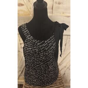White House‎ Black Market Black & White French Life Talk Silk Blouse Size Small